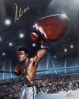 Muhammad Ali Autographed 30x40 Acrylic Artwork by Justin Bua (Beckett)
